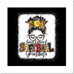 Softball Grandma Messy Bun Shirt Softball Grandma Posters and Art